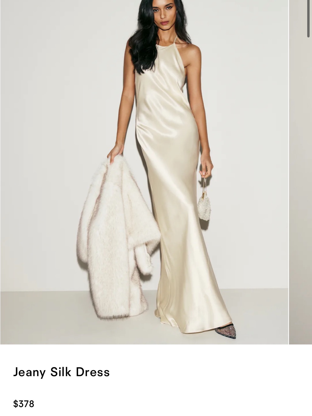 Reformation Jeany Silk Backless Dress In Ivory